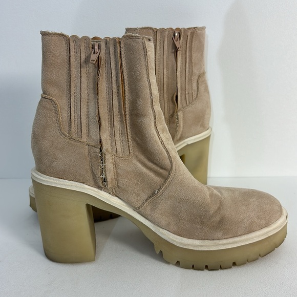 Oasis Society Chunky Heel Suede Ankle Booties Platform Side Zip Women’s Size 9 - Picture 2 of 5